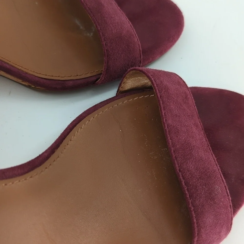 Tory Burch Savannah Suede Cork Wedge Purple 8.5 open toe summer preppy casual